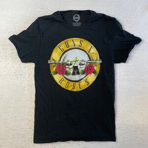 Guns N‎ Roses Graphic T-Shirt Medium Black 2021 Tour Dates Short Sleeve Cotton